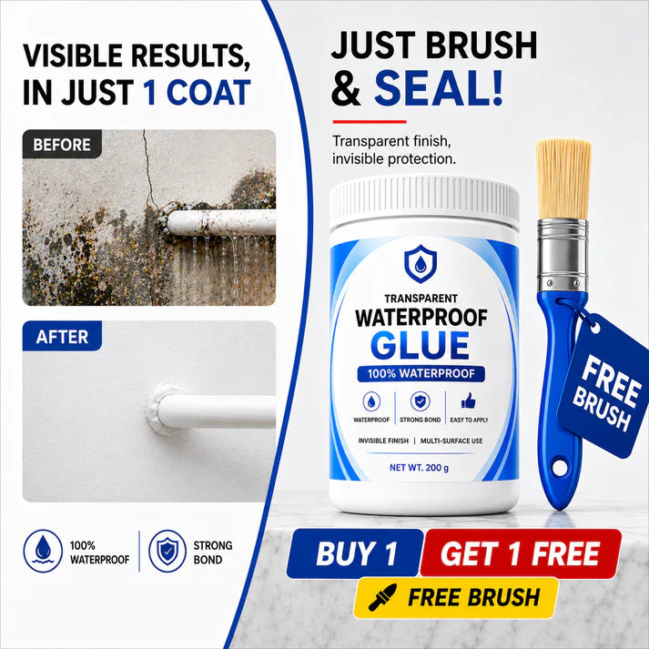 Transparent Waterproof Glue + Free Brush (Pack of 2)🔥