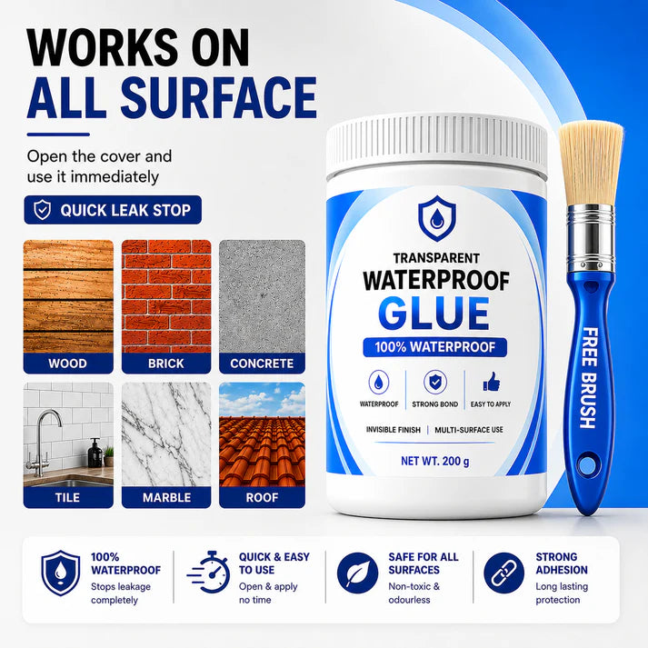 Transparent Waterproof Glue + Free Brush (Pack of 2)🔥