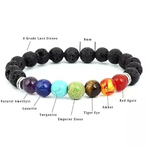 7 Chakra Bracelet Lava Stone for Chakra Healing Pack Of 1